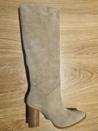 Botas de piel y ante tacón alto señora