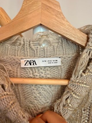 Jersey Zara Beige Dorado Talla Única