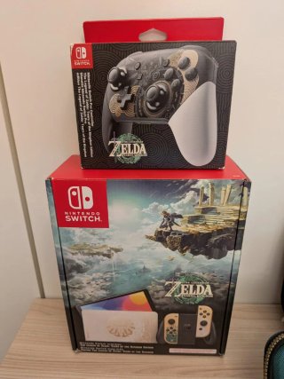 Nintendo Switch OLED Zelda ToTK +Mando Pro +Extras