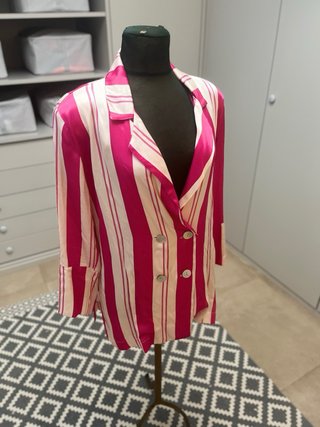 Blazer Rayas Fresa Beige y Rosa