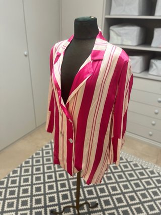 Blazer Rayas Fresa Beige y Rosa
