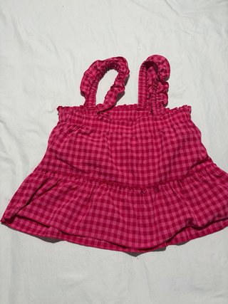 Top Shein cuadros fucsia talla única