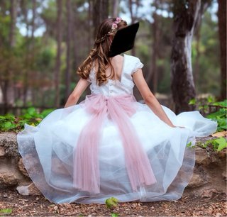 Vestido de Comunión Blanco y Rosa