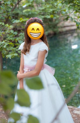 Vestido de Comunión Blanco y Rosa