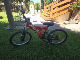 2 Bicicletas infantiles: una roja y otra rosa
