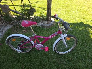 2 Bicicletas infantiles: una roja y otra rosa