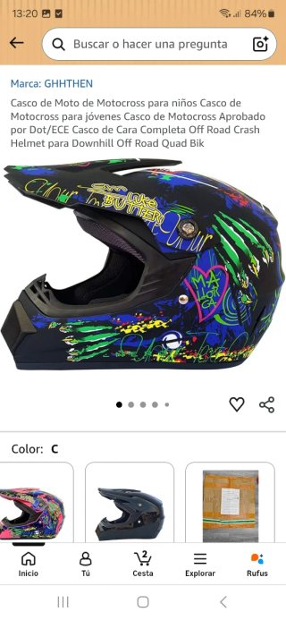 Casco Motocross Negro con Diseño
