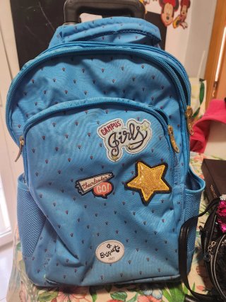 Mochila con ruedas azul escolar