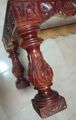 Mesa centro madera maciza y mármol