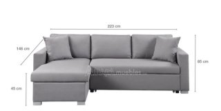 Sofá Chaiselongue Beige/Gris