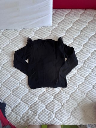 Maglione nero con gatto paillettes reversibili HeM
