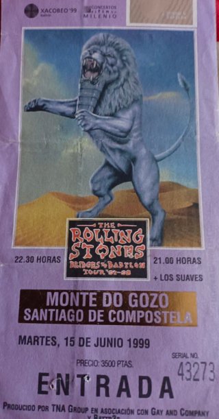 Entrada Rolling Stones Santiago 1999
