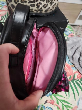 Mochila Bolso Negro y Rosa Lentejuelas