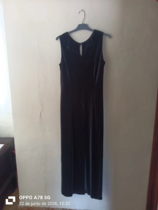 Vestido largo terciopelo verde sin mangas
