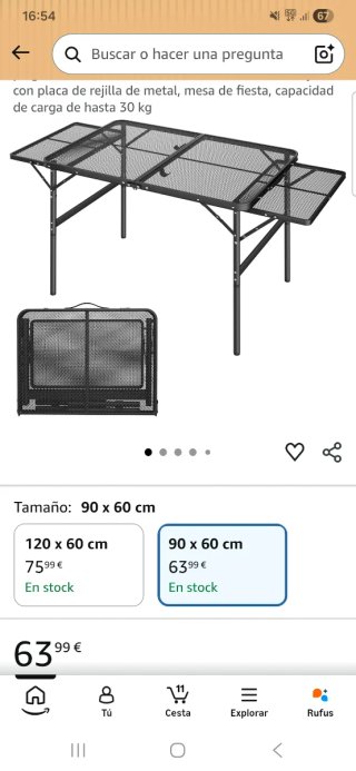 Mesa camping rejilla 60 x 90