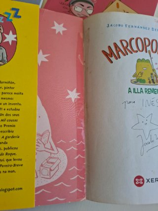 Lote 3 libros Marcopola, a illa remeira en gallego