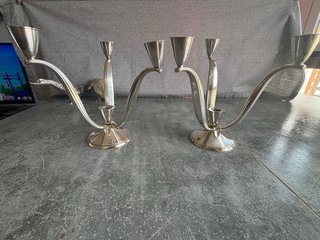 Pareja Candelabros Plata Metal