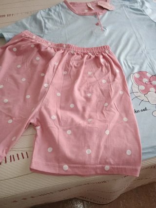 Pijama Verano Niña Gato Rosa/Azul