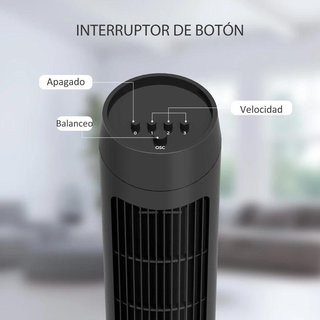 Ventilador Torre 45W Silencioso 3 Velocidades