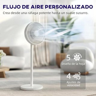 Ventilador Pie Mando 4 Velocidades LED Blanco