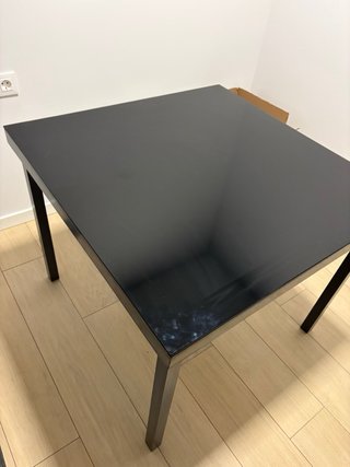 Mesa cristal negra interior/exterior