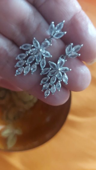 Pendientes Novia Fiesta Brillantes color  Plata