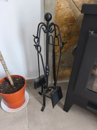 Juego Utensilios Chimenea Metal Negro