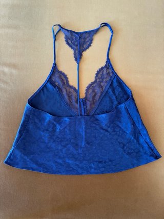 Top fiesta verano azul encaje Talla XS