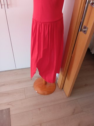 Vestido Zara Rojo Talle Bajo Midi L
