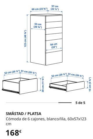 Cómoda IKEA SMÅSTAD 6 cajones