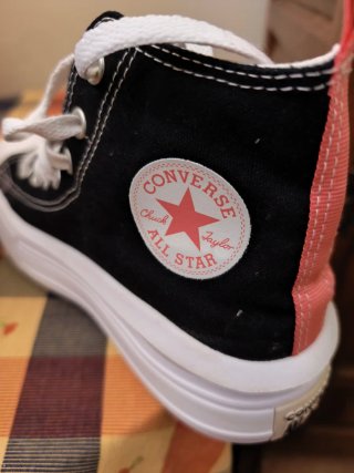 Converse plataforma negras y rosas