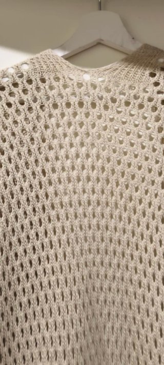 Chaqueta larga crochet beige talla única