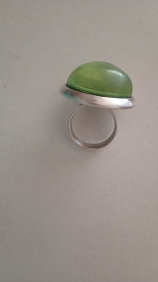 Anillo Plata Ciclón Cabujo Verde