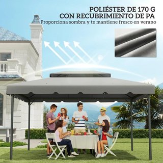 Toldo Recambio Cenador 4x3 Doble Techo Gris Claro