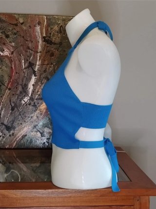 Top Zara azul espalda descubierta talla S
