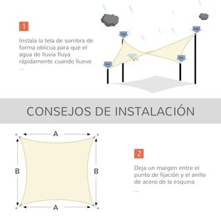 Toldo Vela Rectangular 6x4 Anti UV Color Beige