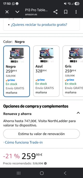 Tablet 13 8 núcleos 48GB RAM Negra/Gris NUEVA.