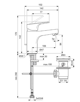 Grifo lavabo Ideal Standard Cerabase cromado Ø38mm