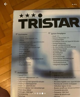 Vaporiera Tristar VS-3908 nuova