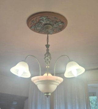 Lampadario vintage 3 luci + rosone