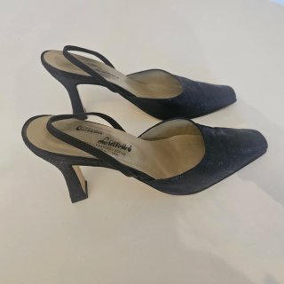 Sandalias de tacón Lomas negras y plateadas