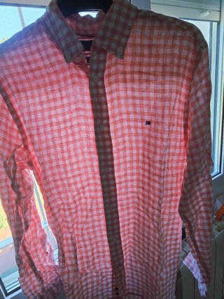 Camisa Tommy Hilfiger cuadros rosa y blanco