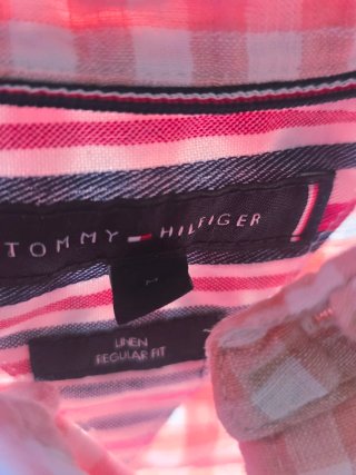 Camisa Tommy Hilfiger cuadros rosa y blanco