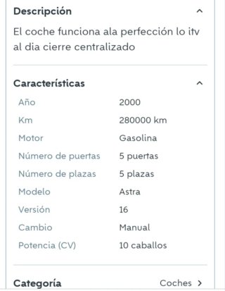 Opel Astra  5 puertas  2001
