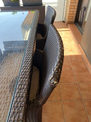 Tavolo e 4 Sedie per Terrazzo in Rattan