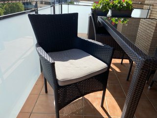 Tavolo e 4 Sedie per Terrazzo in Rattan