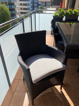 Tavolo e 4 Sedie per Terrazzo in Rattan