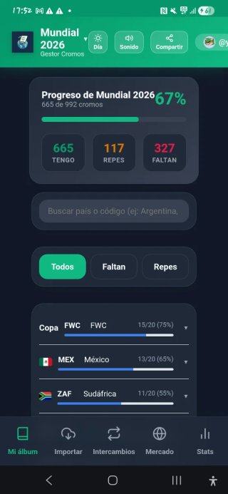 App Mundial 2026 Gestor Cromos