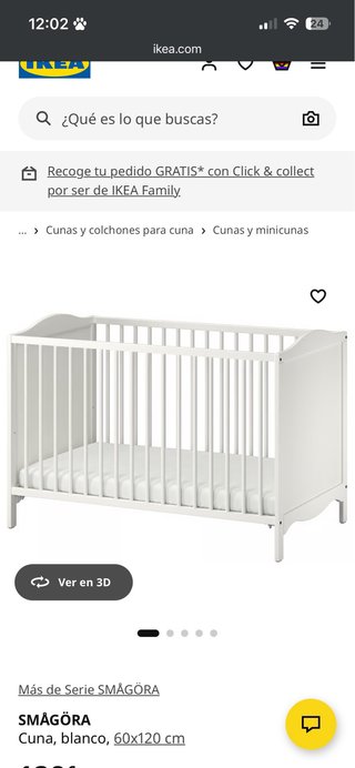 Cuna SMÅGÖRA IKEA blanca 60x120 cm