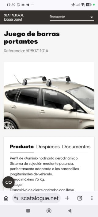 Barras techo SEAT ALTEA XL + portabicicletas